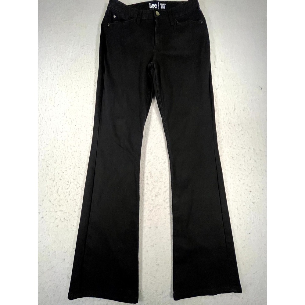 Lee Bootcut Jeans Womens 8M Black Denim Cotton Mid Rise Regular Fit Dark‎ Wash